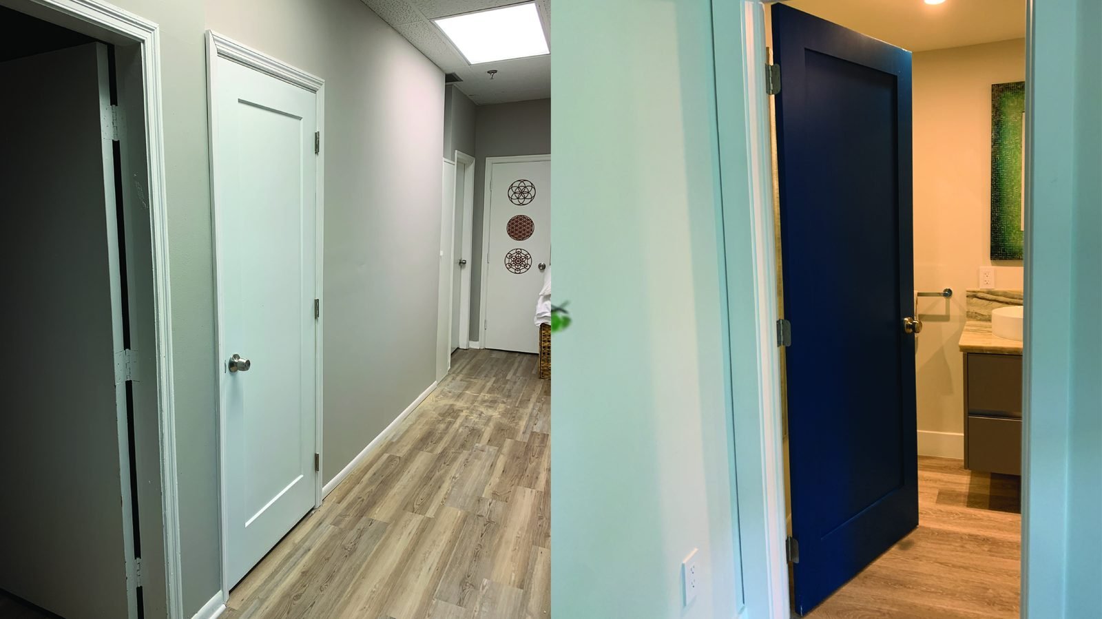 Interior door repaint, before and after