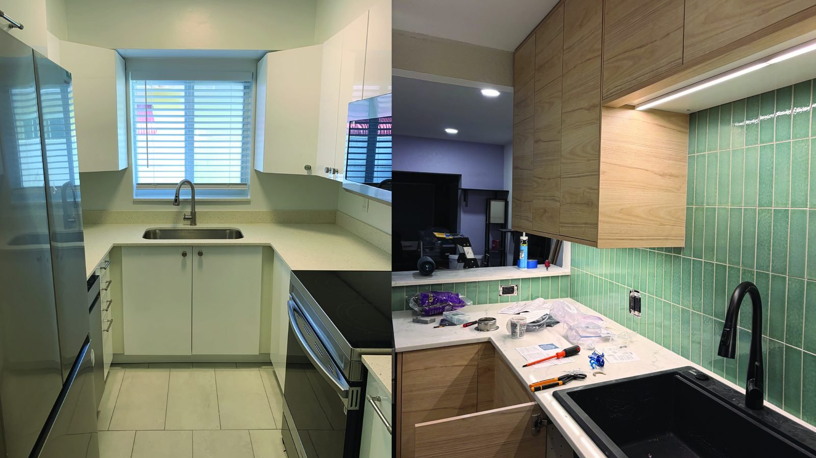 Kitchen renovation, before and after